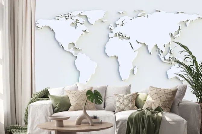 Naklejka: Biała mapa świata 3d