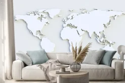 Naklejka: Biała mapa świata 3d