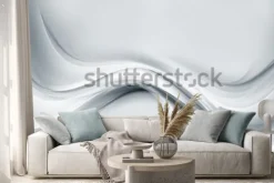 Naklejka: Biała nowożytna jaskrawa fala sztuka. niewyraźne tło. abstrakcyjna