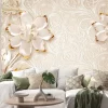 Naklejka: Białe ozdobne kwiaty w 3d