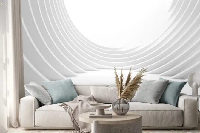 Naklejka: Białe pomieszczenie z efektem 3d