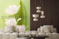Naklejka: Białe tulipany na zielonym tle