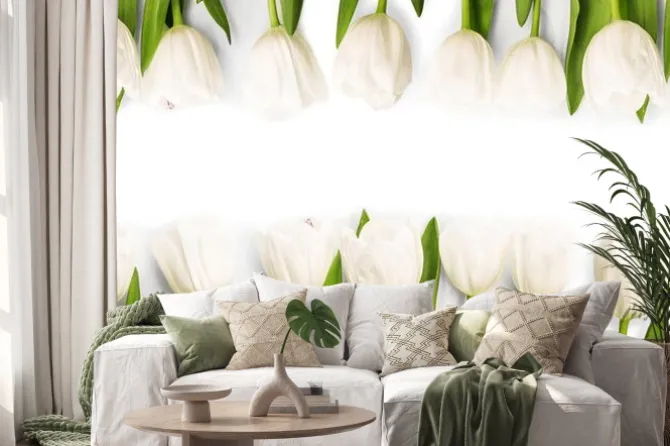 Naklejka: Białe tulipany z cienia
