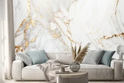 Naklejka: Biało złoty marmur luksusowy kamień