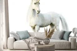 Naklejka: Biały jednorożec w 3d