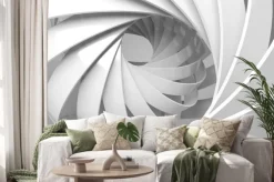 Naklejka: Biały spiralny tunel 3d