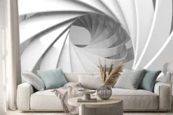 Naklejka: Biały spiralny tunel 3d