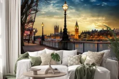 Naklejka: Big ben i malowniczy zachód słońca