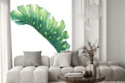 Naklejka: Big tropikalna liścia monstera zakładu. ręcznie rysowane akwarela