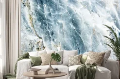 Naklejka: Błękitno-biały marmur