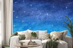 Naklejka: Błękitny gwiaździsty niebo w akwareli