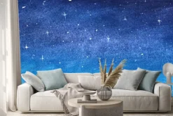 Naklejka: Błękitny gwiaździsty niebo w akwareli