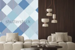 Naklejka: Błękitny i biały abstrakcjonistyczny prosty checker paskował