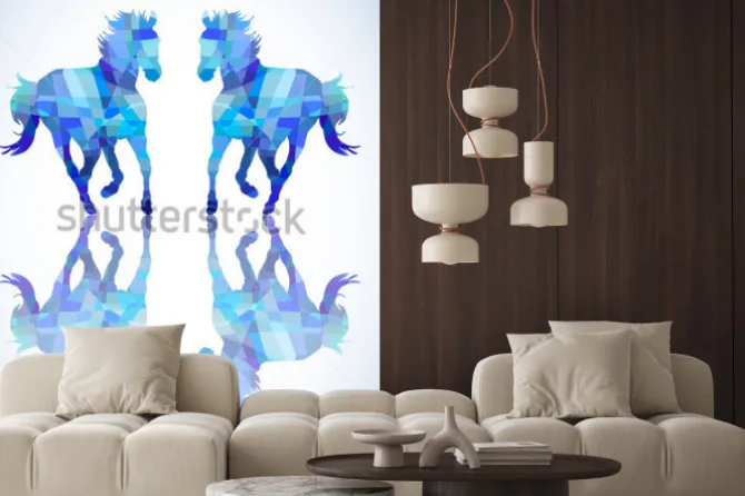 Naklejka: Błękitny kształt konia geometryczne kształty