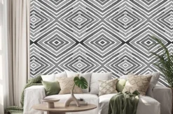 Naklejka: Black and white seamless border scroll. geometric
