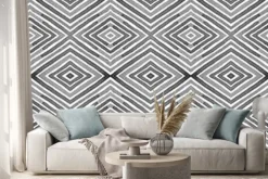 Naklejka: Black and white seamless border scroll. geometric