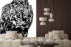 Naklejka: Black and white eagle - kontury ilustracji wektorowych