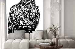 Naklejka: Black and white eagle - kontury ilustracji wektorowych