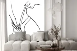 Naklejka: Black line silhouettes of female body in underwear. - vector