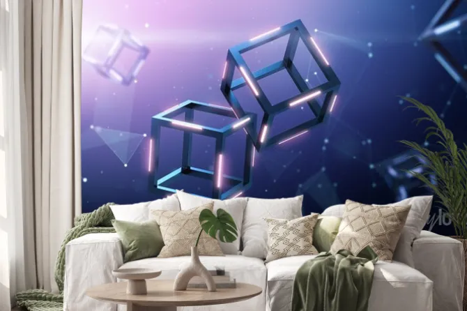 Naklejka: Blockchain technology with abstract background