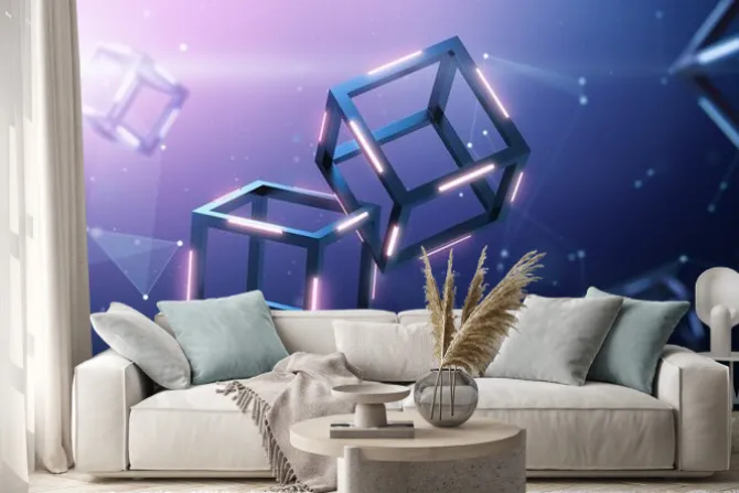 Naklejka: Blockchain technology with abstract background