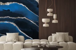 Naklejka: Blue and silver marbled texture