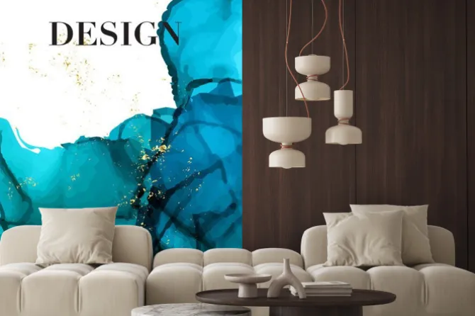 Naklejka: Blue navy gold luxury design. watercolor dark splash vector wedding