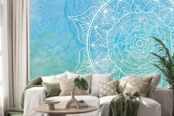 Naklejka: Blue-green mandala background