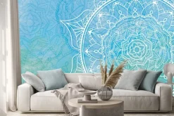 Naklejka: Blue-green mandala background