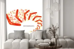 Naklejka: Boomerang w ruchu. imitacja akwareli. boomerang jako symbol australii.