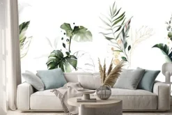 Naklejka: Botaniczne akwarele z liśćmi i złotawymi akcentami