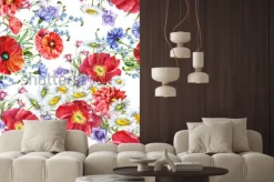 Naklejka: Bouquets meadow flowers, watercolor, pattern seamless