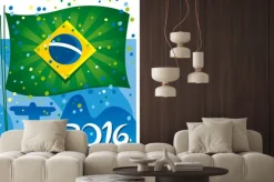 Naklejka: Brazil flag celebrating the new year in wonderful city