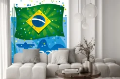 Naklejka: Brazil flag celebrating the new year in wonderful city