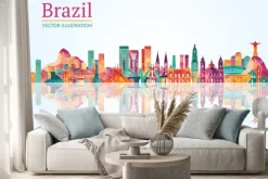 Naklejka: Brazylia landmark skyline. ilustracji wektorowych