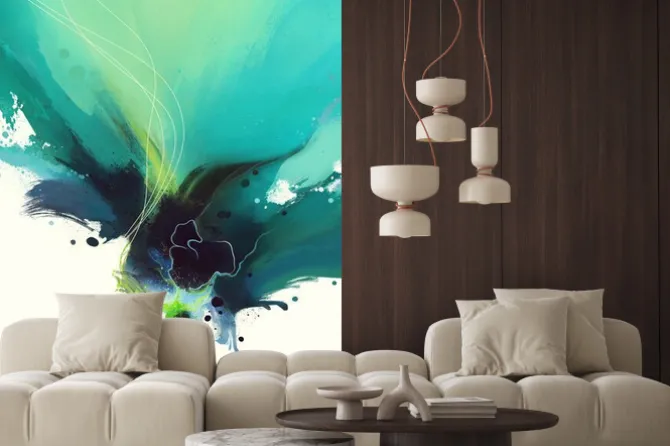 Naklejka: Bright abstract watercolor drawing on a paper image