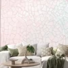 Naklejka: Broken tiles mosaic seamless pattern. white and pink the tile