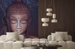 Naklejka: Budda i niebieski kwiat