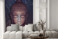 Naklejka: Budda i niebieski kwiat