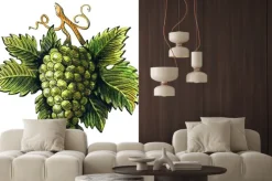 Naklejka: Bukiet dojrzałych winogron zielonych, akwarela ilustracji, wyciągnąć