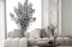 Naklejka: Bukiet kwiatów lawendy, grawerowanie kwiatowy wektor wzór