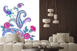 Naklejka: Bukiet paisley, akwarela skład orientalni wzory na białym tle,