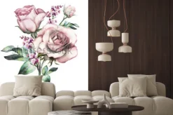 Naklejka: Bukiet różowych róż w stylu akwarelowym