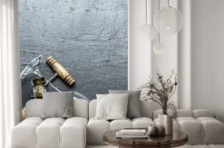 Naklejka: Butelka wina, kieliszki do wina i korkociąg na pokładzie grafitu.