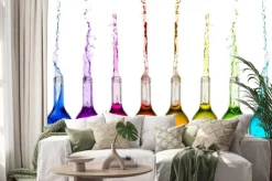 Naklejka: Butelki z płynami w kolorach tęczy