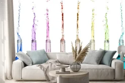 Naklejka: Butelki z płynami w kolorach tęczy