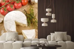 Naklejka: Camembert z czosnkiem, pieprzem, pomidorów i tymianku na brązowym