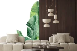 Naklejka: Card with place for text, palm tree on an isolated white background,