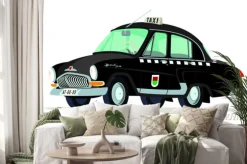 Naklejka: Caricatura gaz volga m21 taksówki praga - checoslovaquia negro