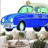 Naklejka: Caricatura renault dauphine taxi sajgon - wietnam vista frontal